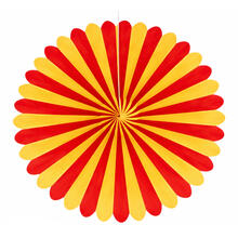 Deko-F�cher / Rosette, ca. � 60 cm, schwer entflammbar, Spanien, Gelb-Rot