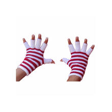 SALE Handschuhe gestrickt fingerlos, rot-weiß