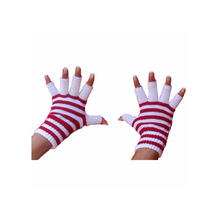 SALE Handschuhe gestrickt fingerlos, rot-wei