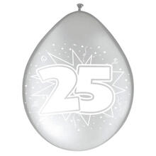 Luftballon, Jubil�um 25, 8 St�ck, silber