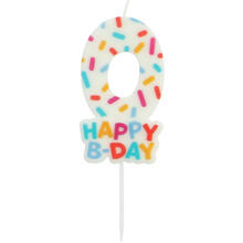 NEU Geburtstags-Kerze Sprinkles, Zahl 0, ca. 7cm, bunt, Zahlenkerze