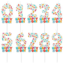 NEU Geburtstags-Kerze Sprinkles, Zahlen 0-9, ca. 7cm, bunt, Zahlenkerze