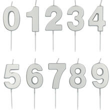 NEU Geburtstags-Kerze Silber, Zahlen 0-9, ca. 5cm, Zahlenkerze