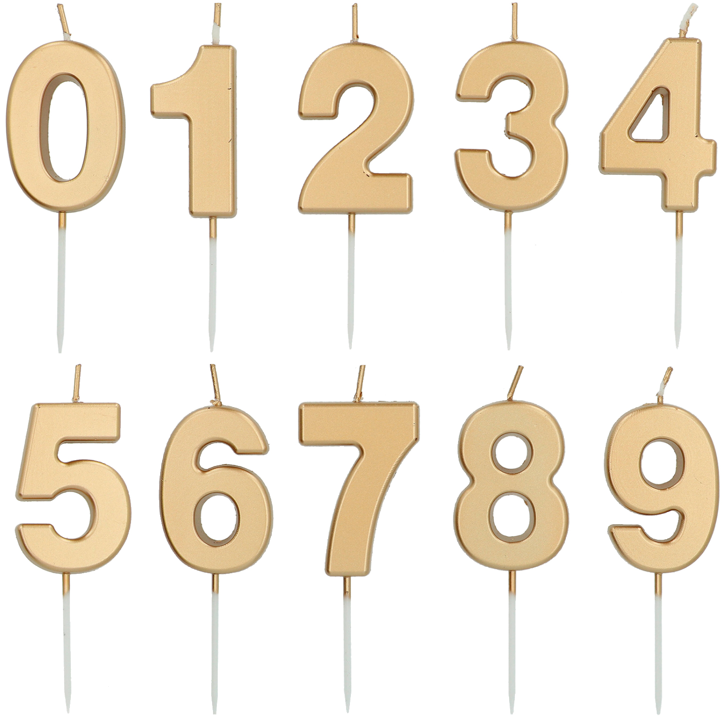 NEU Geburtstags-Kerze Gold, Zahlen 0-9, ca. 5cm, Zahlenkerze