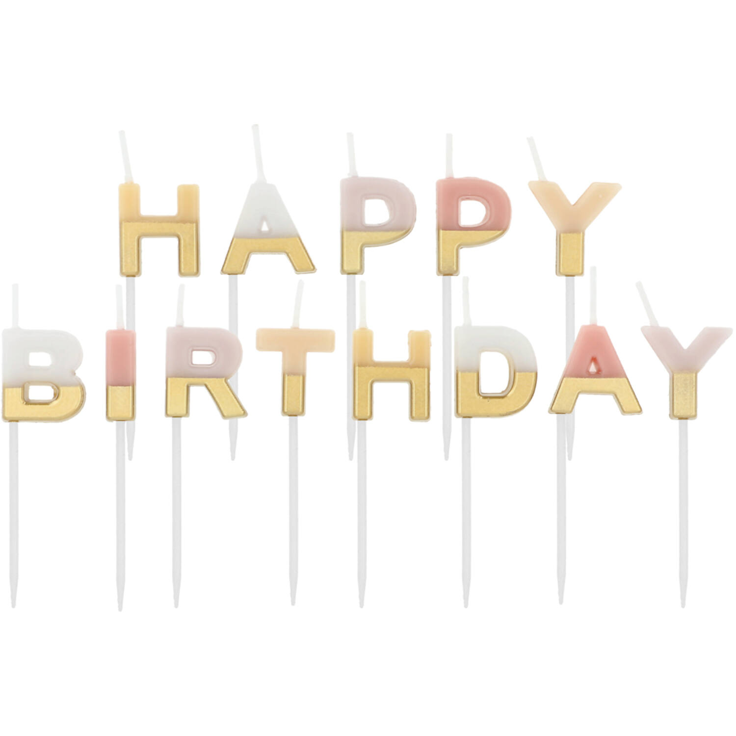 NEU Geburtstags-Kerzen-Set Happy Birthday, gold-pastell, ca. 2cm
