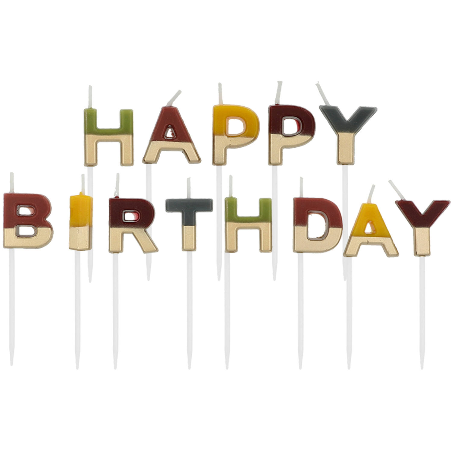 NEU Geburtstags-Kerzen-Set Happy Birthday, gold-bunt, ca. 2cm