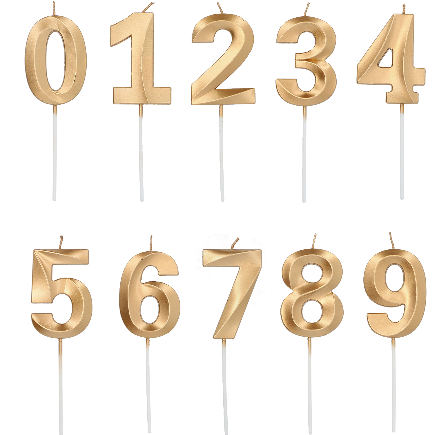NEU Geburtstags-Kerze Glamour Vibes Gold, Zahlen 0-9, ca. 7cm, Zahlenkerze