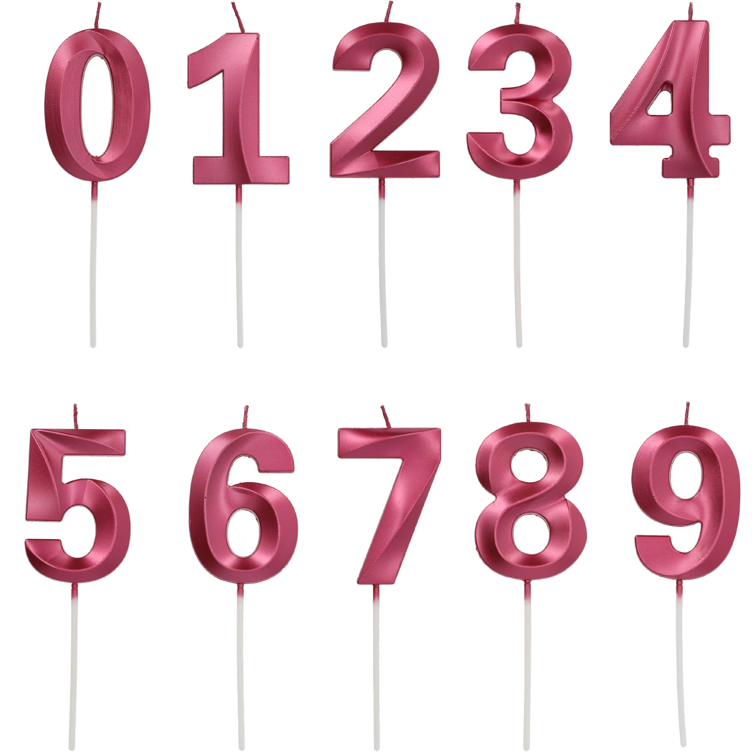NEU Geburtstags-Kerze Glamour Vibes Rot, Zahlen 0-9, ca. 7cm, Zahlenkerze