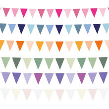 NEU Wimpelkette aus Papier, 6m lang, mit Wimpeln in verschiedenen Farben, Wimpel 17x21cm - verschiedene Farben