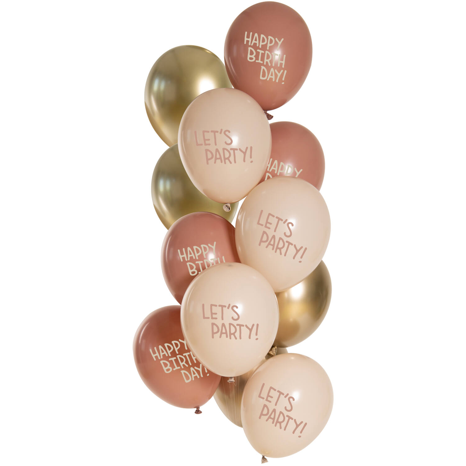 NEU Premium-Latex-Luftballons Happy Birthday, Let's Party, Golden Blossom, 33cm, 12 Stk.