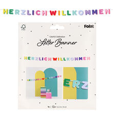NEU Buchstabengirlande Herzlich Willkommen Stripetastic aus Papier, 220cm x 14cm