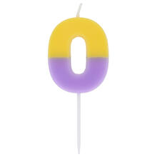 Geburtstags-Kerze Stripetastic, zweifarbig, 9 cm, Zahl 0