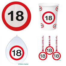 SALE Geburtstags-Serie Verkehrsschild 18 - Becher, Servietten & Deko