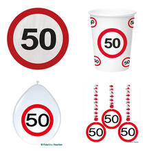 SALE Geburtstags-Serie Verkehrsschild 50 - Verschiedene Party-Artikel