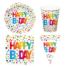 Geburtstags-Serie Happy Birthday Punkte Geburtstag - Teller, Servietten, Becher & Deko