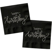 Servietten Cr�me Noir, Happy Birthday, 33 x 33 cm, 20 St�ck