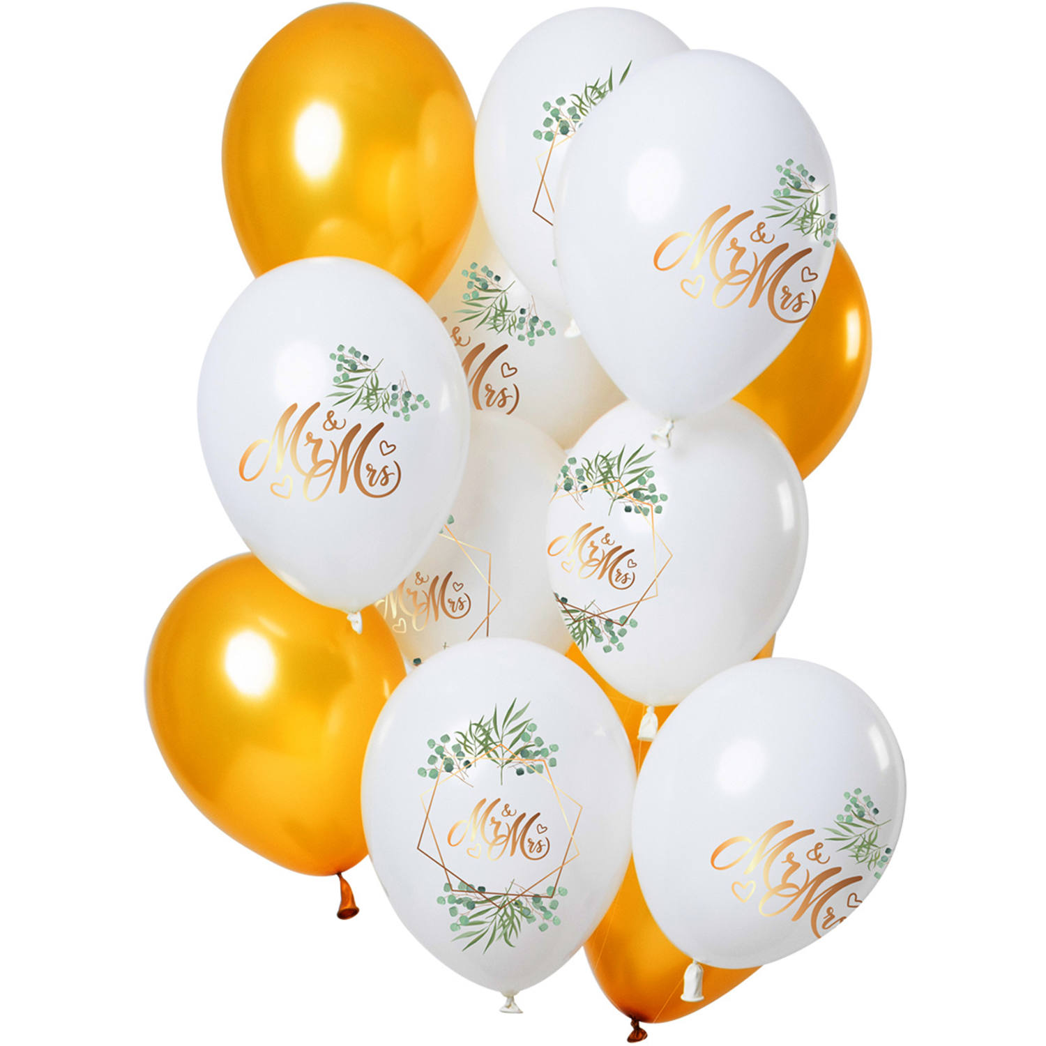 NEU Premium-Latex-Luftballons Mr. & Mrs, Gold, 33cm, 12 Stk.