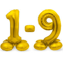 NEU Folienballon Gold, Große Zahl 0-9 mit Standfuß, ca. 72cm, Zahlenballon