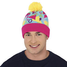 NEU Strickmtze 90s Beanie, gelb-rosa