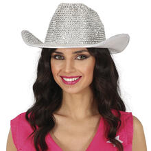 NEU Hut Glamour-Cowgirl mit Glittersteinen, silber, Einheitsgre