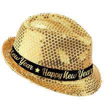 NEU Hut mit Pailletten Happy New Year, gold