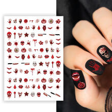 NEU Nagelsticker Halloween rot, unterschiedliche Formen, Karte mit 98 Stck