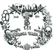 NEU Temporres Gesichts-Tattoo Thug Life, 30x13cm
