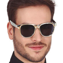 NEU Brille silber mit dunklen Glsern, Kunststoff