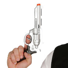 NEU Pistole FBI aus Kunststoff, silber, ca. 27cm