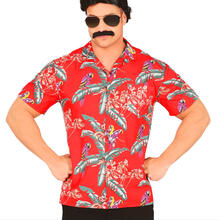 NEU Herren-Kostüm Hawaii-Hemd, rot mit Papageien, Gr. M