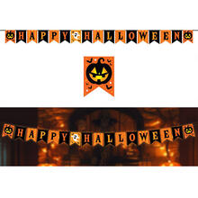 NEU Girlande Happy Halloween mit schwarzen und orangenen Wimpeln, 3m