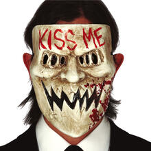 NEU Kunststoff-Maske Kiss Me, mit blutigem Schriftzug