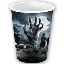 NEU Papp-Becher Zombie-Friedhof, 6 Stk., ca. 240ml