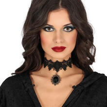 NEU Halsband / Choker Halloween, mit schwarzem Stein