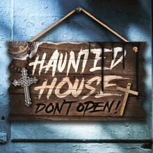 NEU Halloween-Deko Holz-Schild Haunted House, ca. 35x20cm