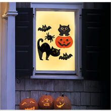 NEU Halloween-Deko Gel-Fenster-Deko Schwarze Katze, ca. 20x25cm