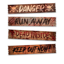 NEU Halloween-Deko Fenster-Schilder, 70x13cm, 4 Stck