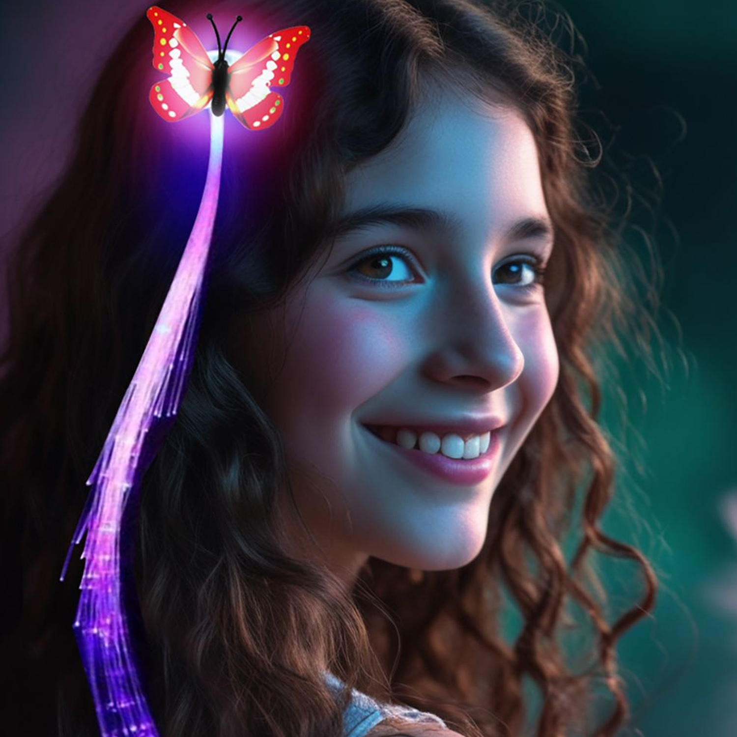 NEU LED Glasfaser Extensions mit Schmetterlingsclip, 33cm
