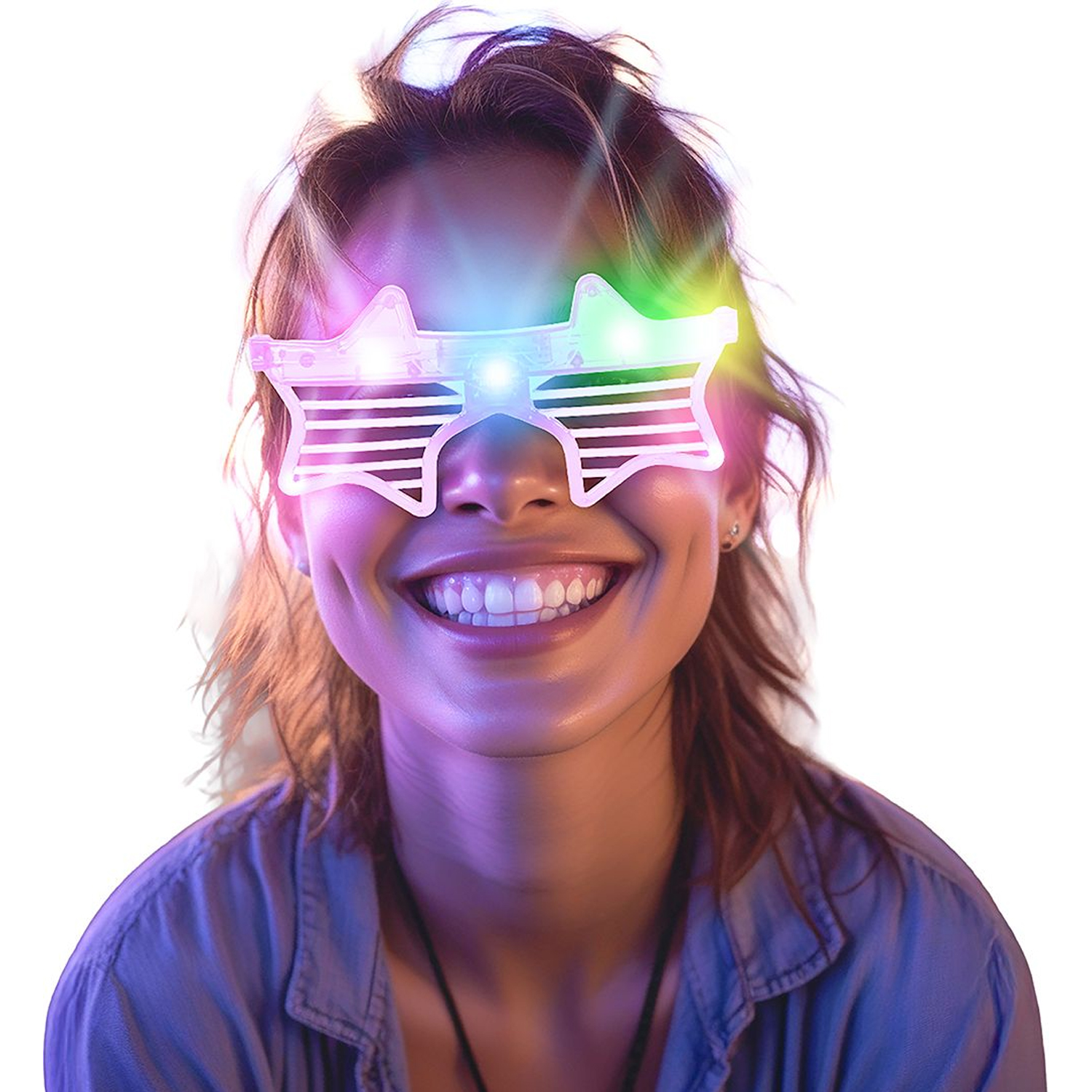 NEU LED Gitter-Brille Stern, leuchtend, sortierte Farben