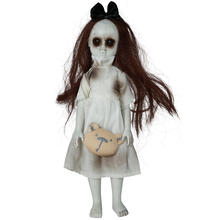 NEU Halloween-Deko-Figur Mdchen mit Teddy, 30cm