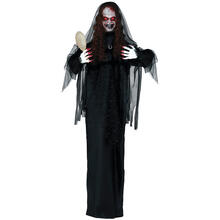 NEU Halloween-Deko Figur Gruselfrau, mit Licht-, Sound- und Bewegungseffekt, 170cm