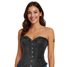 NEU Korsage Deluxe mit Muster und R�schen, schwarz, Gr. S