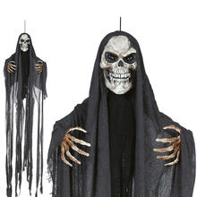 NEU Halloween Deko-H�ngefigur Skelett mit Fetzen Tunika, ca. 210cm, mit Licht- und Sound-Effekt