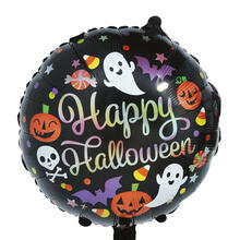NEU Folienballon Happy Halloween, schwarz mit Halloween-Motiven, ca. 50cm