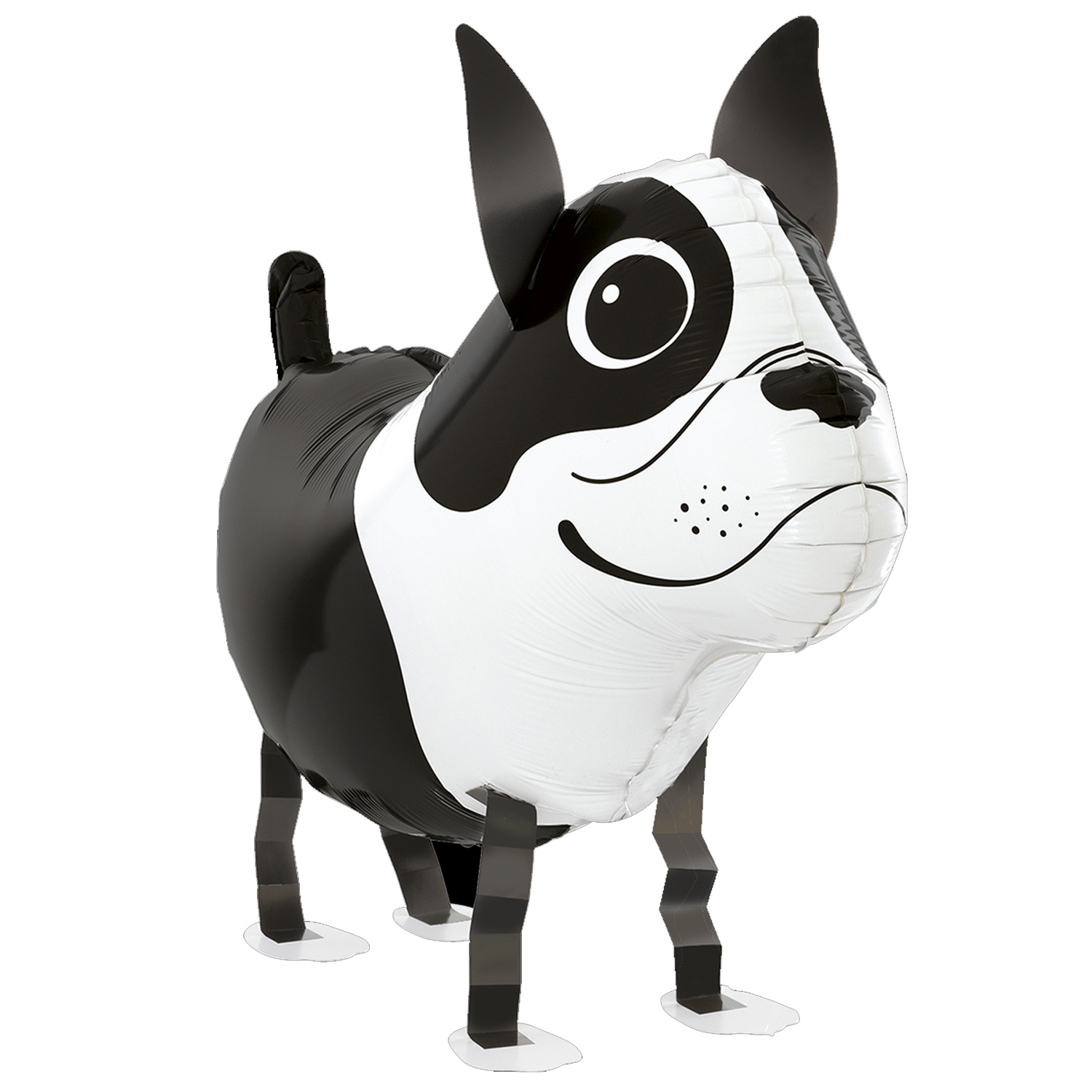 NEU Folienballon Airwalker Boston Terrier Hund, schwarz-wei, 58x47cm