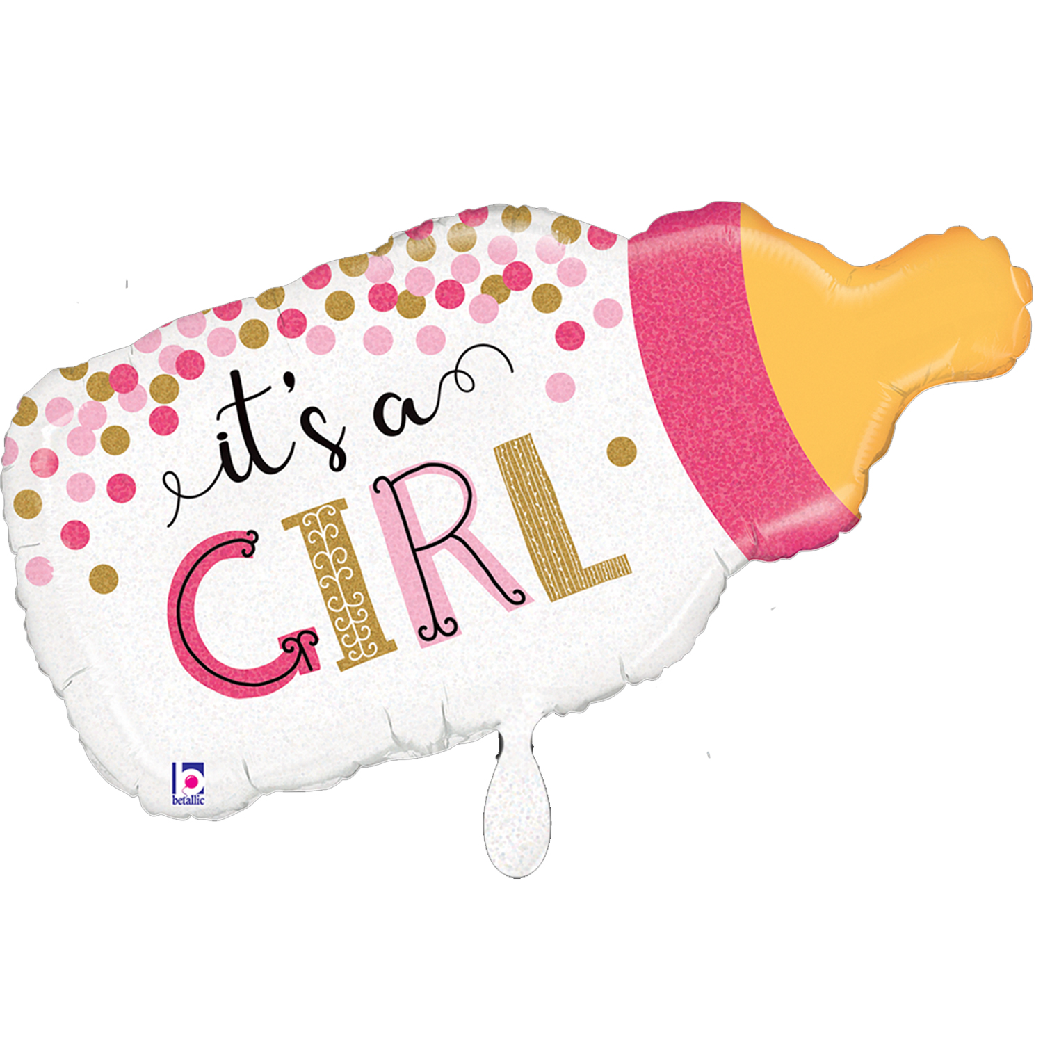 NEU Folienballon Konfetti Baby-Flasche, rosa, 74x35cm