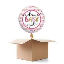 NEU Ballongre Welcome Baby Girl Stripes, rosa, 35cm, 1 Ballon