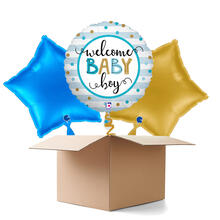NEU Ballongre Welcome Baby Boy Stripes, blau, 35cm, 3 Ballons