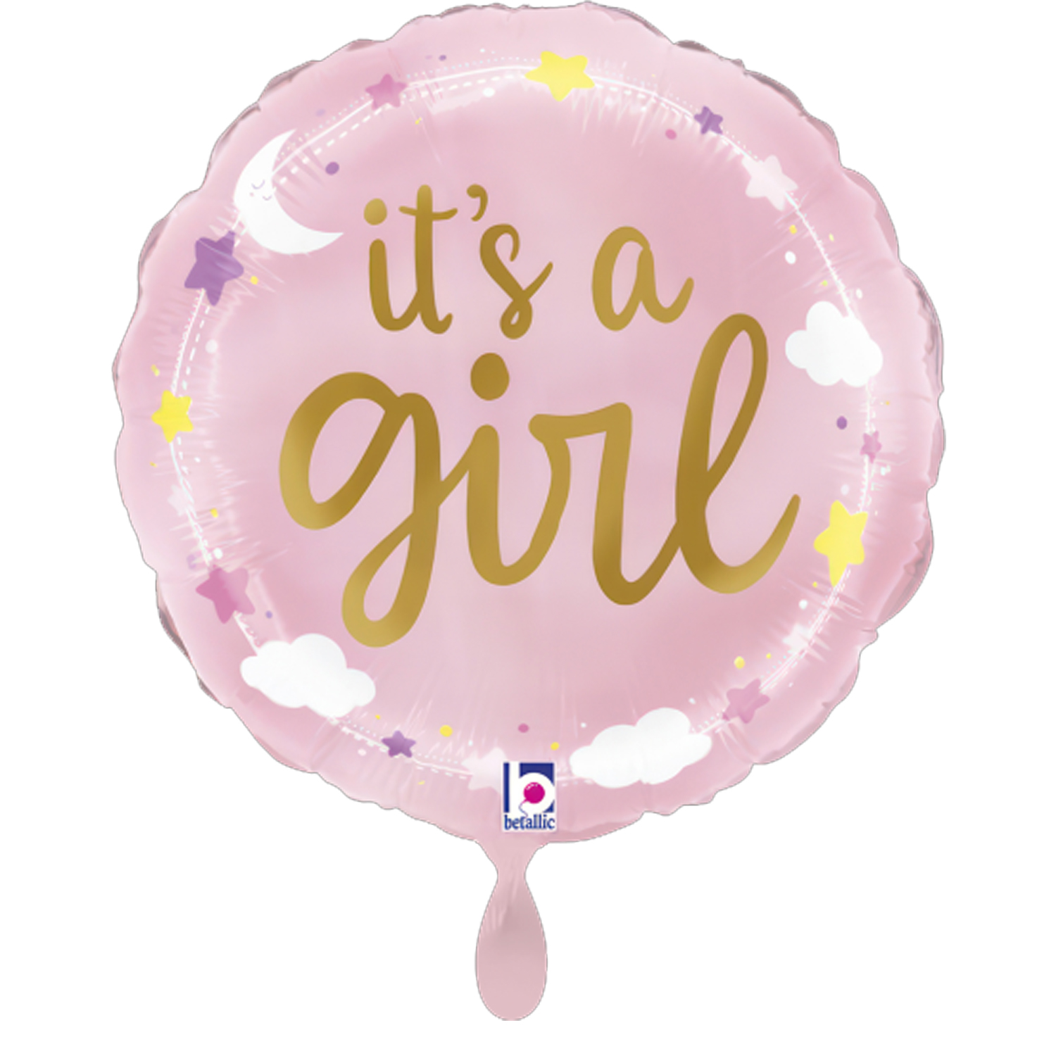 NEU Folienballon It's a Girl Sterne und Wolken, rosa, 35cm
