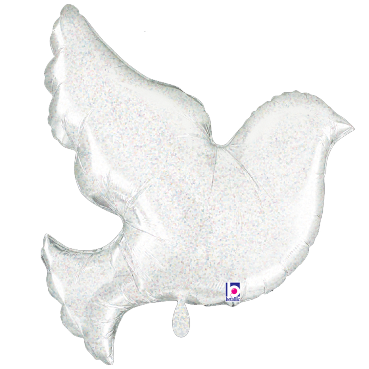 NEU Folienballon Weie Taube mit Glitter, wei-silber, 71x78cm